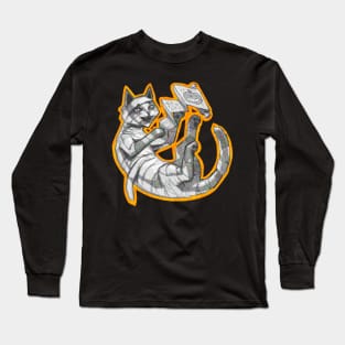 Halloween Mummy Cat Grey Long Sleeve T-Shirt